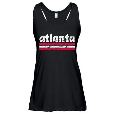 Atlanta Georgia Three Stripe Vintage Weathered Ladies Essential Flowy Tank