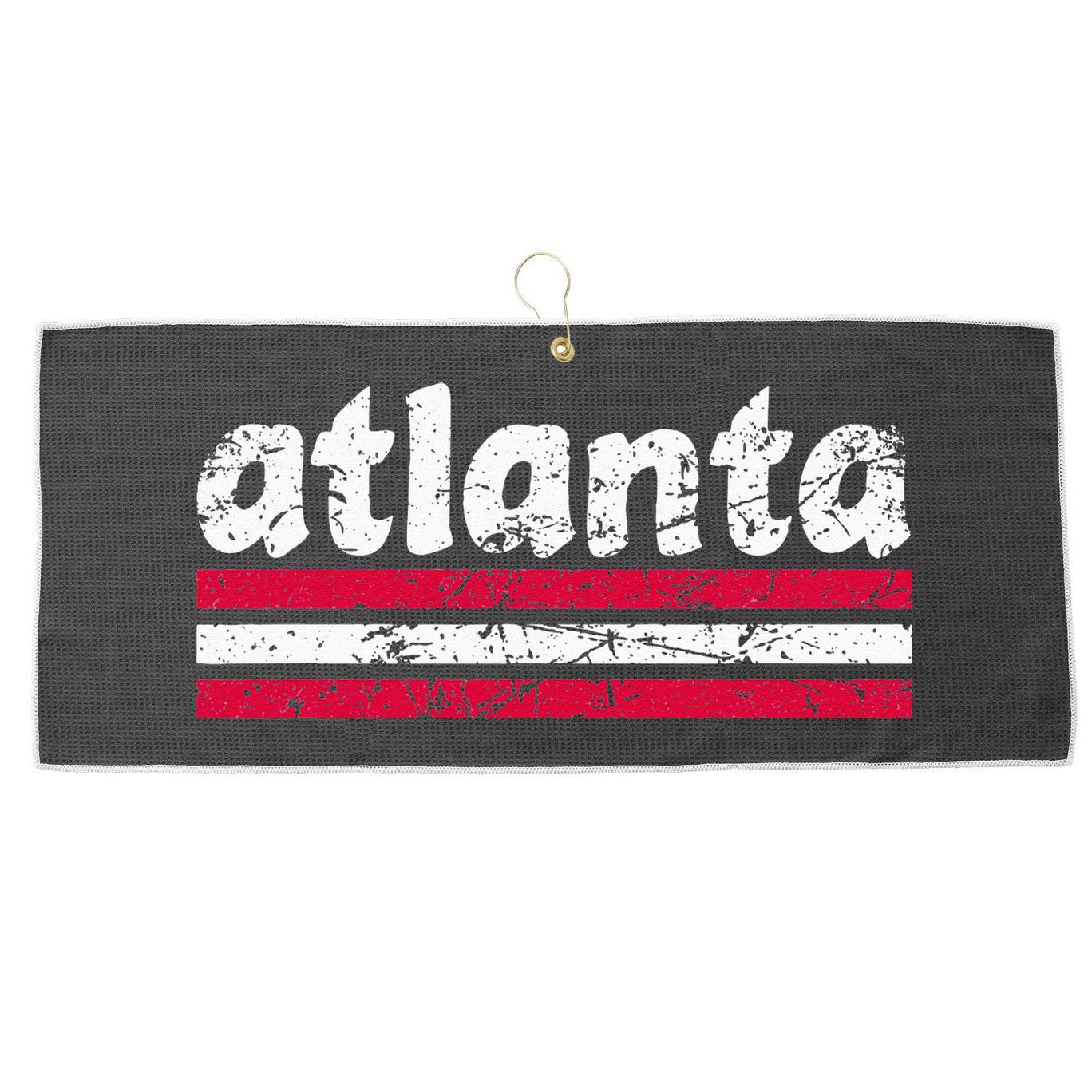 Atlanta Georgia Three Stripe Vintage Weathered Large Microfiber Waffle Golf Towel