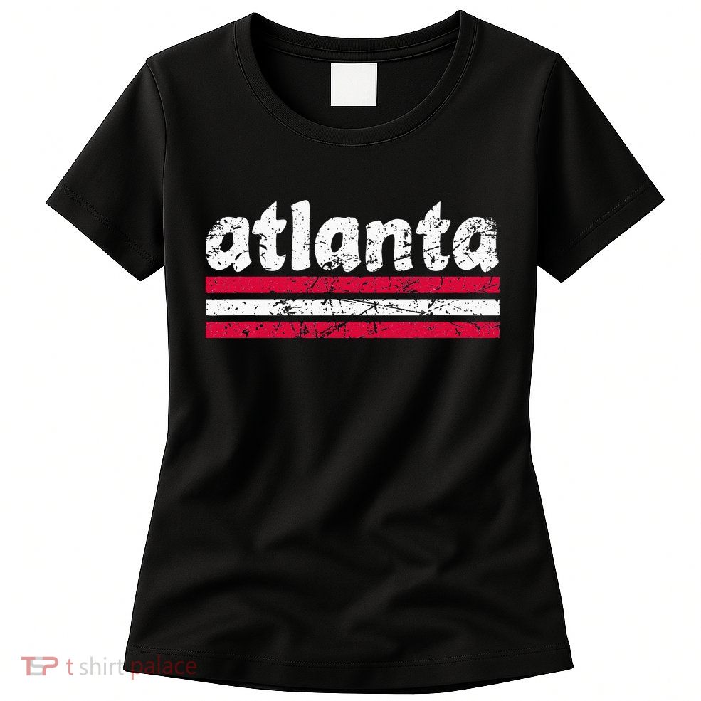 Atlanta Georgia Three Stripe Vintage Weathered Womens T-Shirt