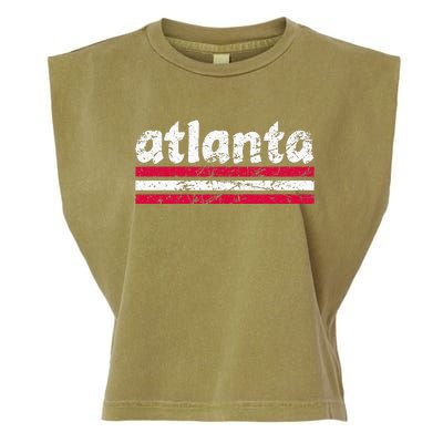 Atlanta Georgia Three Stripe Vintage Weathered Garment-Dyed Women's Muscle Tee