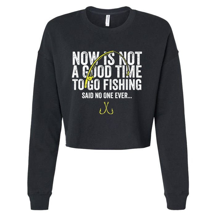 A Good Time For Fishing Walleye Hunter Cropped Pullover Crew