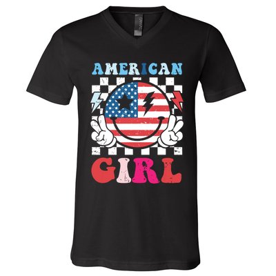 American Girl Teens 4th Of July Patriotic V-Neck T-Shirt
