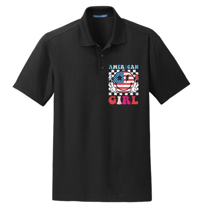 American Girl Teens 4th Of July Patriotic Dry Zone Grid Polo