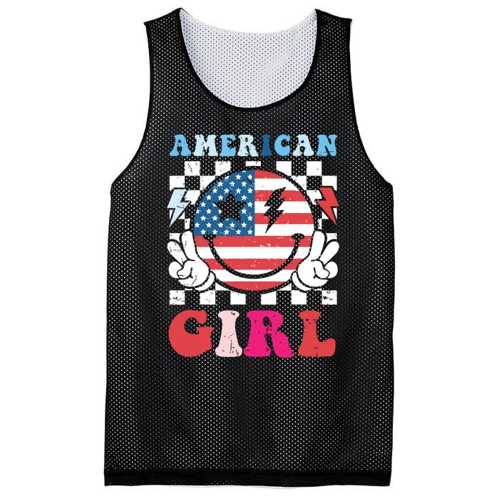 American Girl Teens 4th Of July Patriotic Mesh Reversible Basketball Jersey Tank