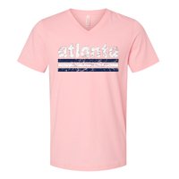 Atlanta Georgia Three Stripe Vintage Weathered V-Neck T-Shirt