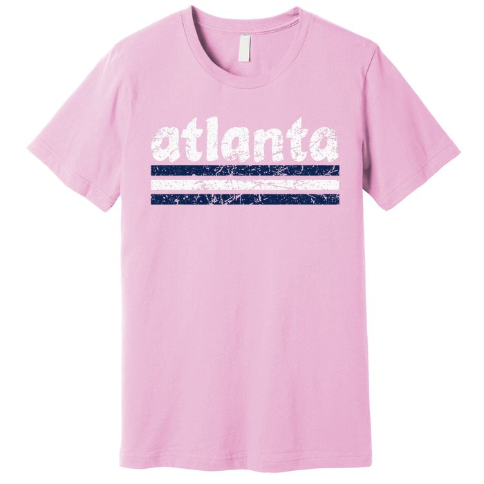 Atlanta Georgia Three Stripe Vintage Weathered Premium T-Shirt