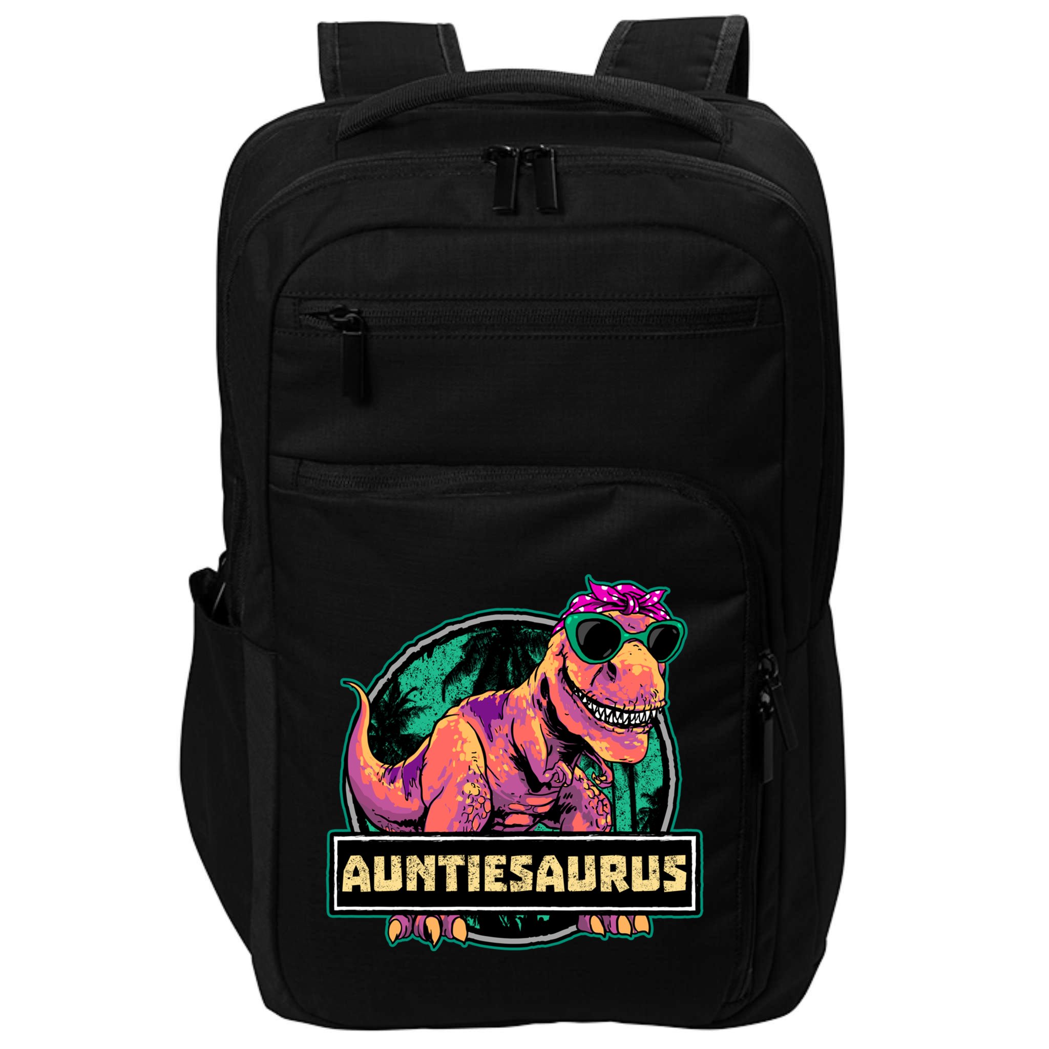 Auntiesaurus Gift T Rex Auntie Saurus Dinosaur Aunt Great Gift Impact Tech Backpack