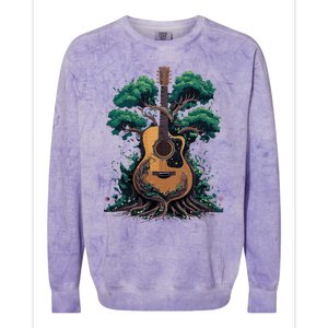 Acoustic Guitar Tree Musician Guitarist Colorblast Crewneck Sweatshirt