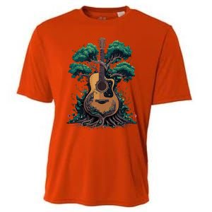 Acoustic Guitar Tree Musician Guitarist Cooling Performance Crew T-Shirt