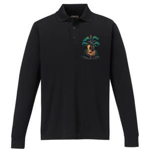 Acoustic Guitar Tree Musician Guitarist Performance Long Sleeve Polo