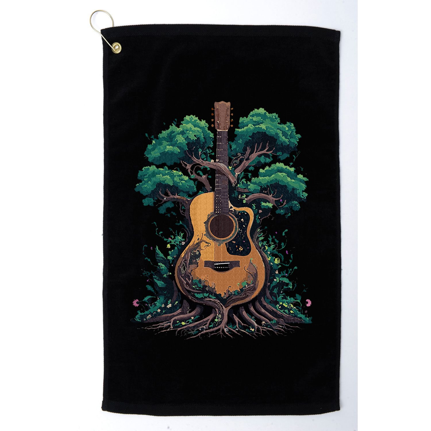 Acoustic Guitar Tree Musician Guitarist Golf Towel