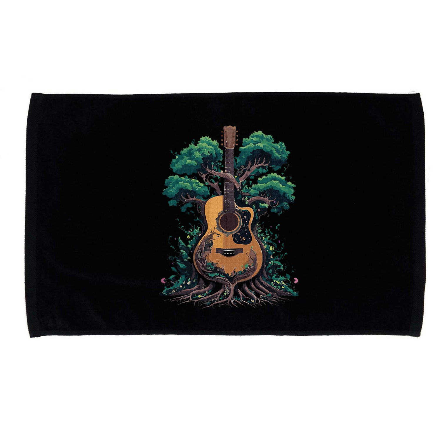 Acoustic Guitar Tree Musician Guitarist Microfiber Hand Towel