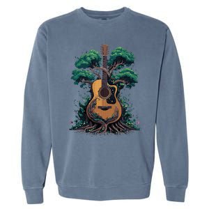 Acoustic Guitar Tree Musician Guitarist Garment-Dyed Sweatshirt