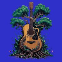 Acoustic Guitar Tree Musician Guitarist V-Neck T-Shirt
