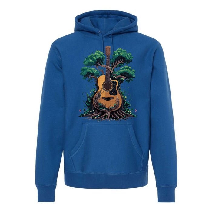 Acoustic Guitar Tree Musician Guitarist Premium Hoodie