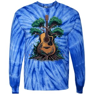 Acoustic Guitar Tree Musician Guitarist Tie-Dye Long Sleeve Shirt