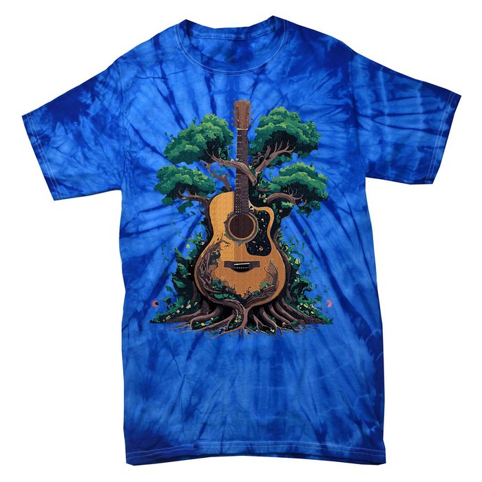 Acoustic Guitar Tree Musician Guitarist Tie-Dye T-Shirt