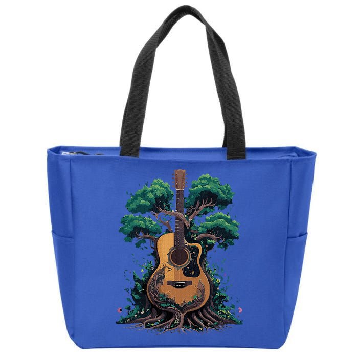 Acoustic Guitar Tree Musician Guitarist Zip Tote Bag