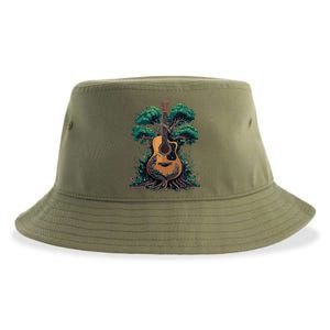 Acoustic Guitar Tree Musician Guitarist Sustainable Bucket Hat