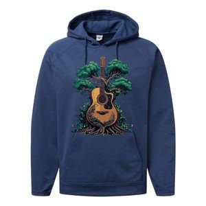 Acoustic Guitar Tree Musician Guitarist Performance Fleece Hoodie