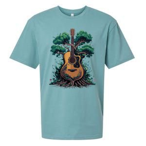 Acoustic Guitar Tree Musician Guitarist Sueded Cloud Jersey T-Shirt