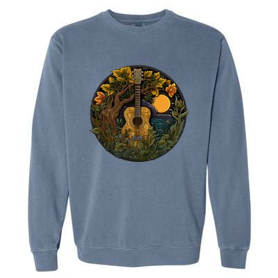 Acoustic Guitar Tree Guitarist Landscape Nature Garment-Dyed Sweatshirt