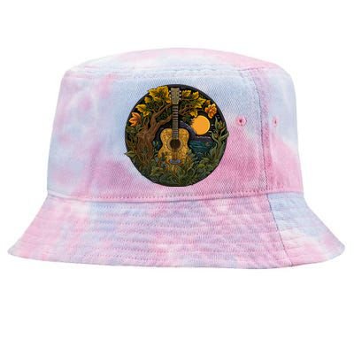 Acoustic Guitar Tree Guitarist Landscape Nature Tie-Dyed Bucket Hat