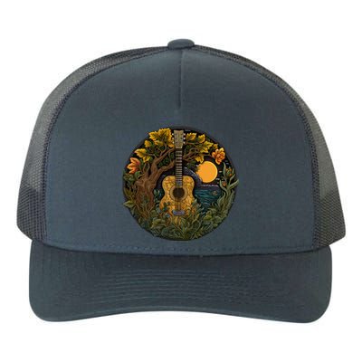 Acoustic Guitar Tree Guitarist Landscape Nature Yupoong Adult 5-Panel Trucker Hat