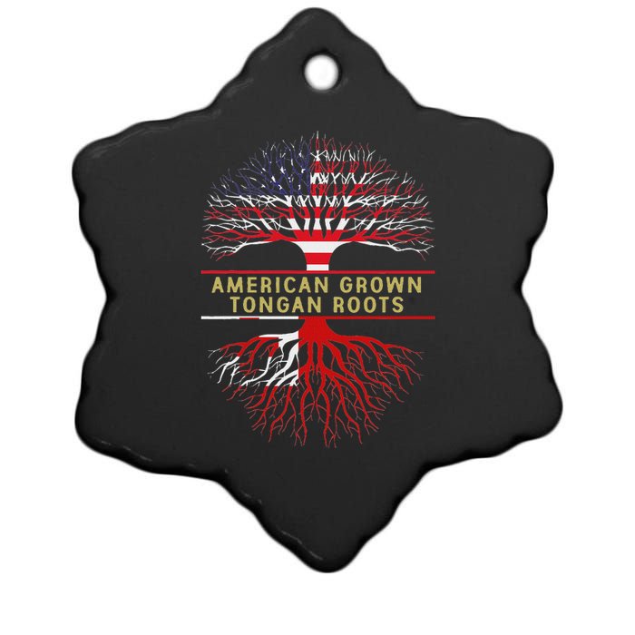 American Grown Tongan Roots America Tonga Tree Flag Ceramic Star Ornament