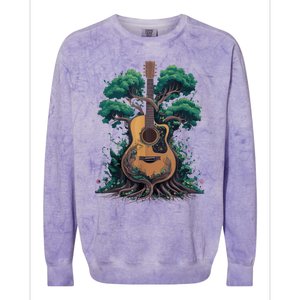 Acoustic Guitar Tree Musician Guitarist Colorblast Crewneck Sweatshirt