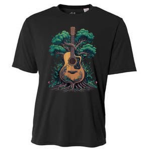 Acoustic Guitar Tree Musician Guitarist Cooling Performance Crew T-Shirt