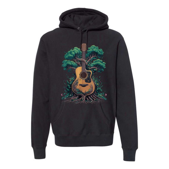 Acoustic Guitar Tree Musician Guitarist Premium Hoodie