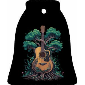 Acoustic Guitar Tree Musician Guitarist Ceramic Bell Ornament