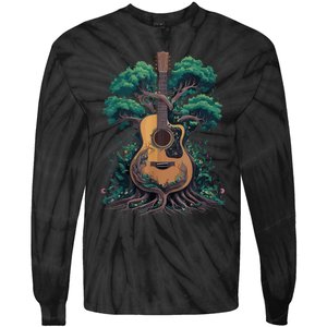 Acoustic Guitar Tree Musician Guitarist Tie-Dye Long Sleeve Shirt