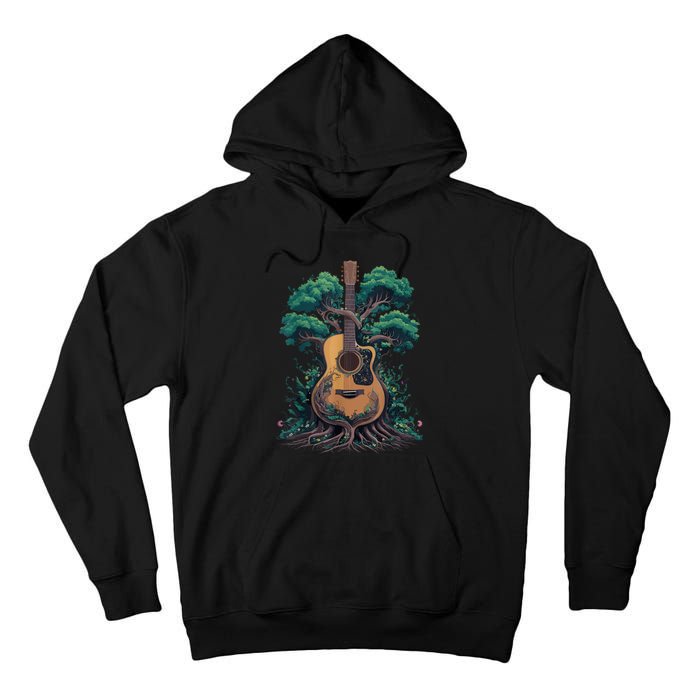 Acoustic Guitar Tree Musician Guitarist Tall Hoodie