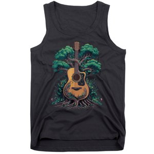 Acoustic Guitar Tree Musician Guitarist Tank Top