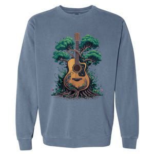 Acoustic Guitar Tree Musician Guitarist Garment-Dyed Sweatshirt