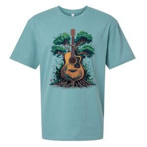 Acoustic Guitar Tree Musician Guitarist Sueded Cloud Jersey T-Shirt