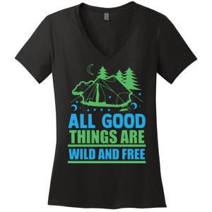 All Good Things Are Wild And Free Women's V-Neck T-Shirt