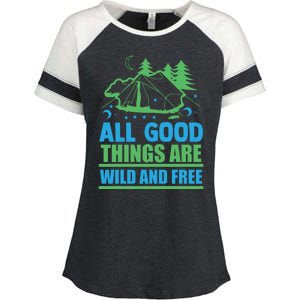 All Good Things Are Wild And Free Enza Ladies Jersey Colorblock Tee