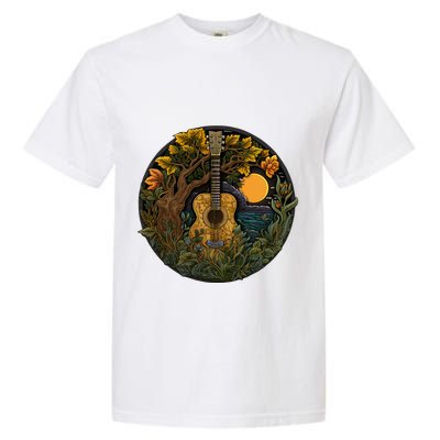 Acoustic Guitar Tree Guitarist Landscape Nature Garment-Dyed Heavyweight T-Shirt