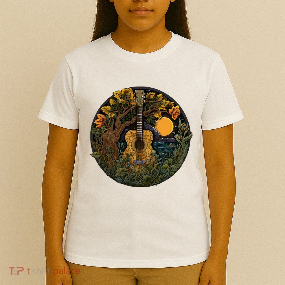 Acoustic Guitar Tree Guitarist Landscape Nature T-Shirt
