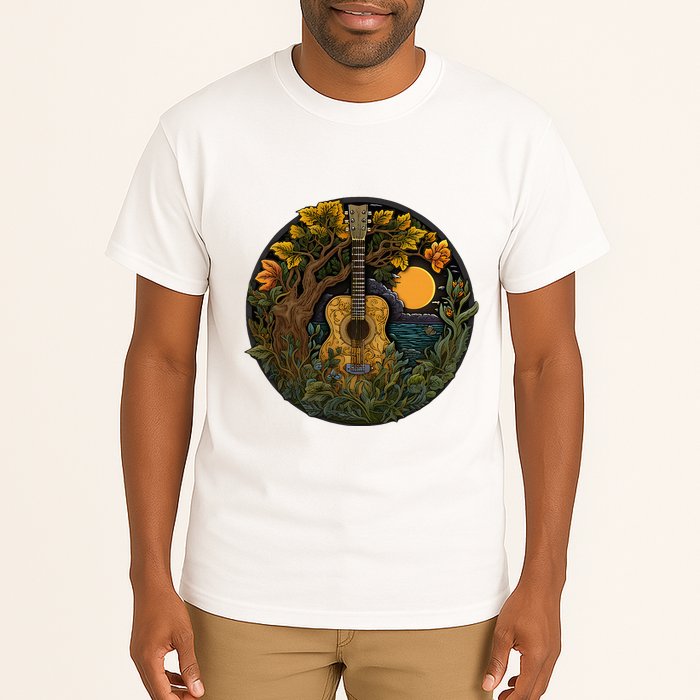 Acoustic Guitar Tree Guitarist Landscape Nature Tall T-Shirt