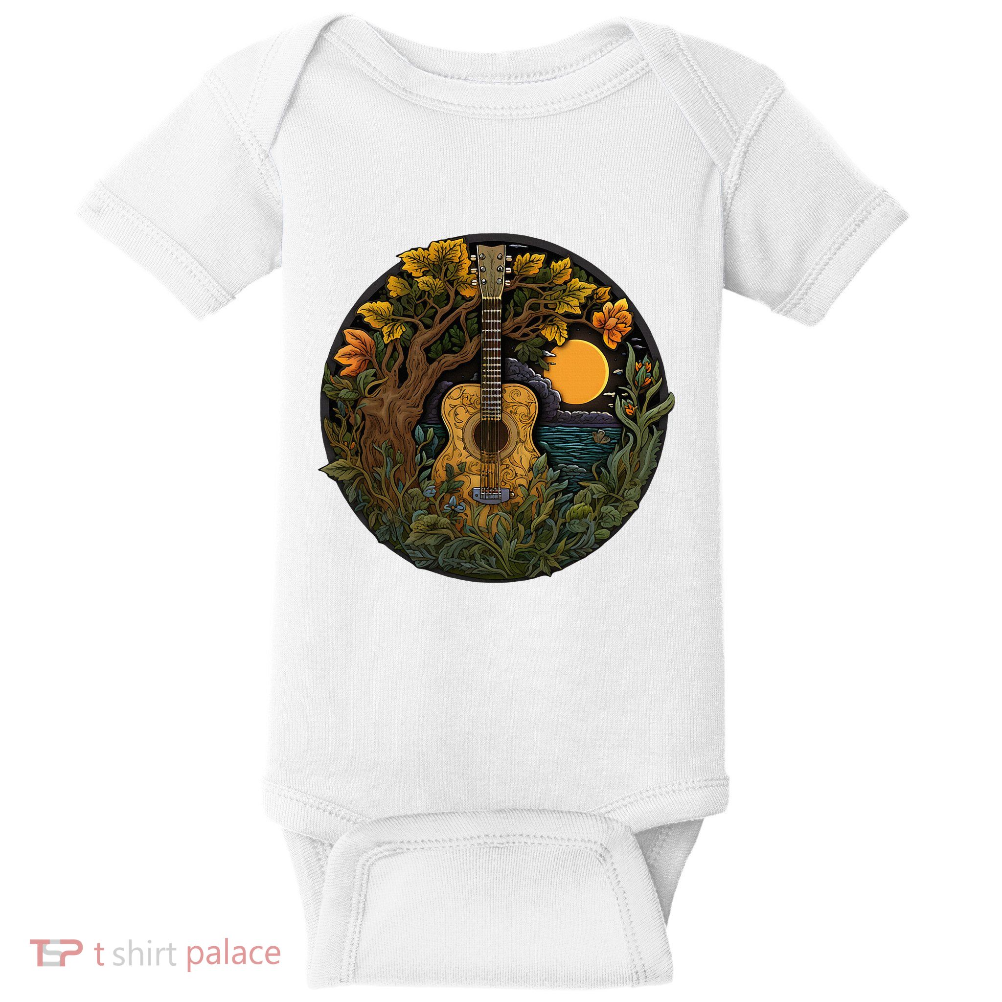 Acoustic Guitar Tree Guitarist Landscape Nature Baby Bodysuit