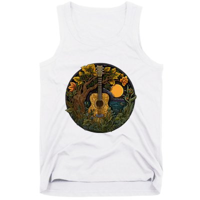 Acoustic Guitar Tree Guitarist Landscape Nature Tank Top