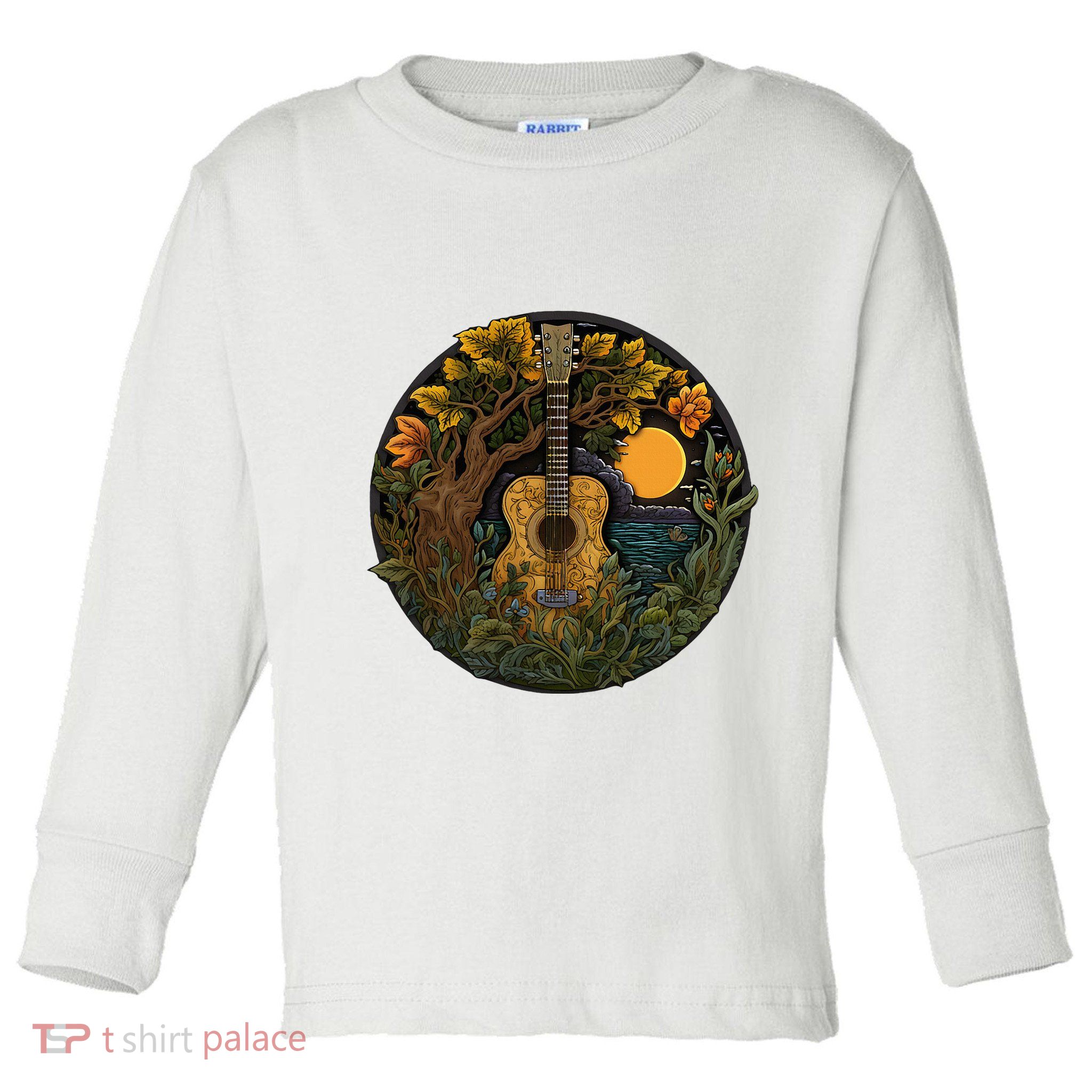 Acoustic Guitar Tree Guitarist Landscape Nature Toddler Long Sleeve Shirt