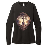 Acoustic Guitar Tree By The Lake Guitarist Nature Womens CVC Long Sleeve Shirt