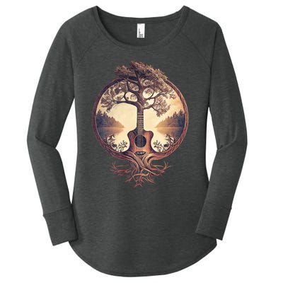 Acoustic Guitar Tree By The Lake Guitarist Nature Women's Perfect Tri Tunic Long Sleeve Shirt