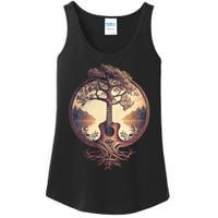 Acoustic Guitar Tree By The Lake Guitarist Nature Ladies Essential Tank