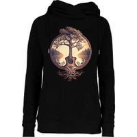 Acoustic Guitar Tree By The Lake Guitarist Nature Womens Funnel Neck Pullover Hood